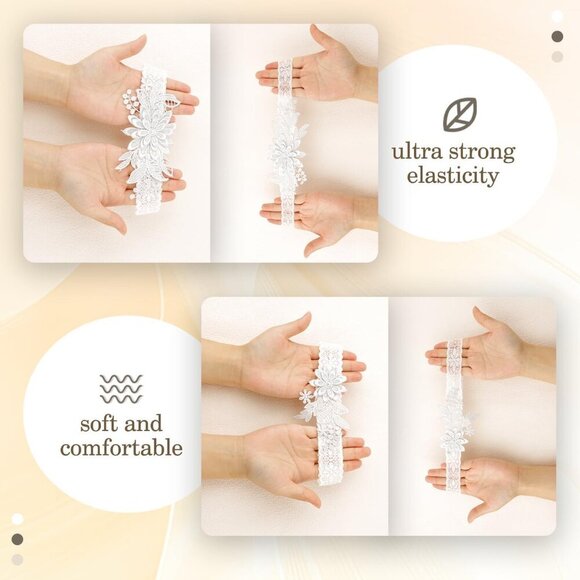 🆕Women White Garters Bride Wedding Garter Thigh Wedding Garter Set for Brid - Picture 3 of 6